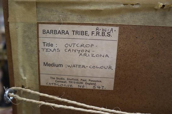 Barbara Tribe (Australian, 1913-2000), watercolour, Outcrop, Texas Canyon, Arizona, signed, 27 x 37cm